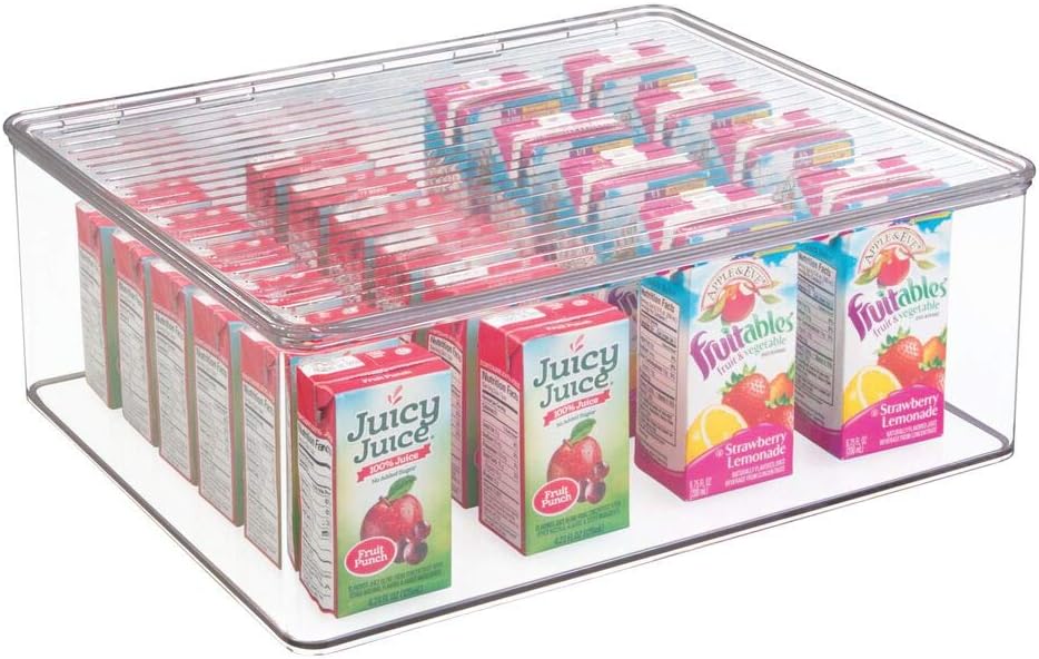 Bеѕt Cуbеr Dеаlѕ 🔥 mDesign Plastic Stackable Kitchen Pantry Cabinet/Refrigerator Food Storage Container Box with Lid - Organizer and Holder for Packets, Snacks, Fruits, Produce, Pasta - BPA Free, 8 Pack - Clear