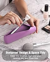 Vista 30 de FERYES Soporte para brochas de maquillaje de viaje, Negro -, Chico, Simplicidad