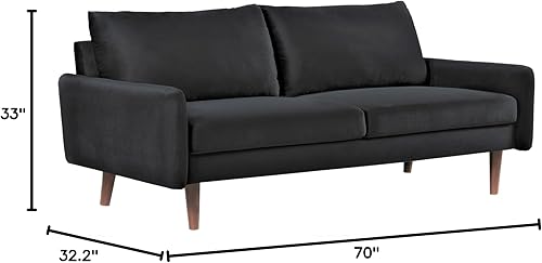 Miniatura 2 de Container Furniture Direct Kent - Sofá de terciopelo para salas de estar modernas y espacios compactos, cómodo sofá de 3 plazas, muebles de estudio