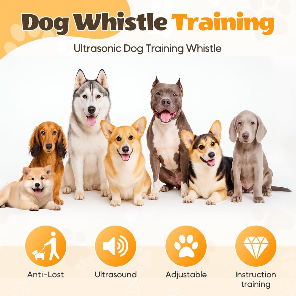 Sifflet professionnel de dressage de chien pour appeler vos chiens, sifflets pour faire venir les chiens à vous, ultrasons réglables et silencieux que seuls les chiens peuvent entendre, sifflet de