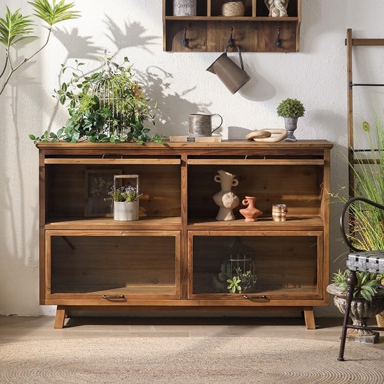 Credenza Credenza Della Cucina Credenza In Legno Di Pino, Stile Vintage Invecchiato, Adatta For L'esposizione Del Soggiorno, Della Caffetteria, Pensione O Mobile Da Tè A Parete Credenza Mobile bar