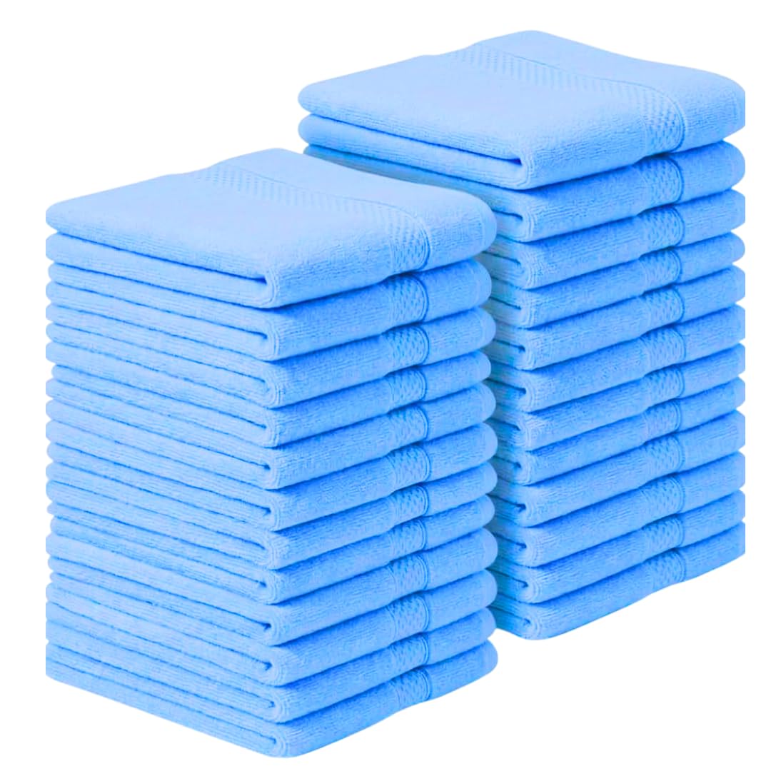 Diamond Tex Premium flannels/Washcloths 100% Cotton face cloth (30x30 cm 600 GSM) – Soft Flannel Face cloth, (Blue Lagoon, Pack of 2,4,6,8,12,24,36,48) (6, Sky Blue)