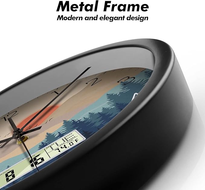Reloj de Pared 12 Pulgadas Silencioso Digital con Pantalla LCD Fecha Temperatura miniatura 7