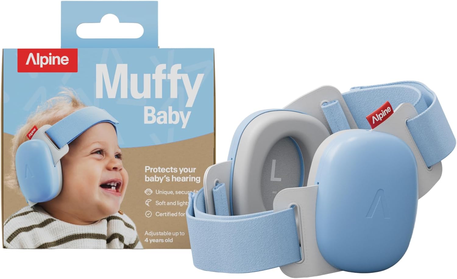 Alpine Muffy Baby Comfort – Certifié CE, bandeau unique pour un ajustement sûr et confortable, protection auditive pour les enfants jusqu&rsquo;à 4 ans, réduction sonore de 24 dB, bleu