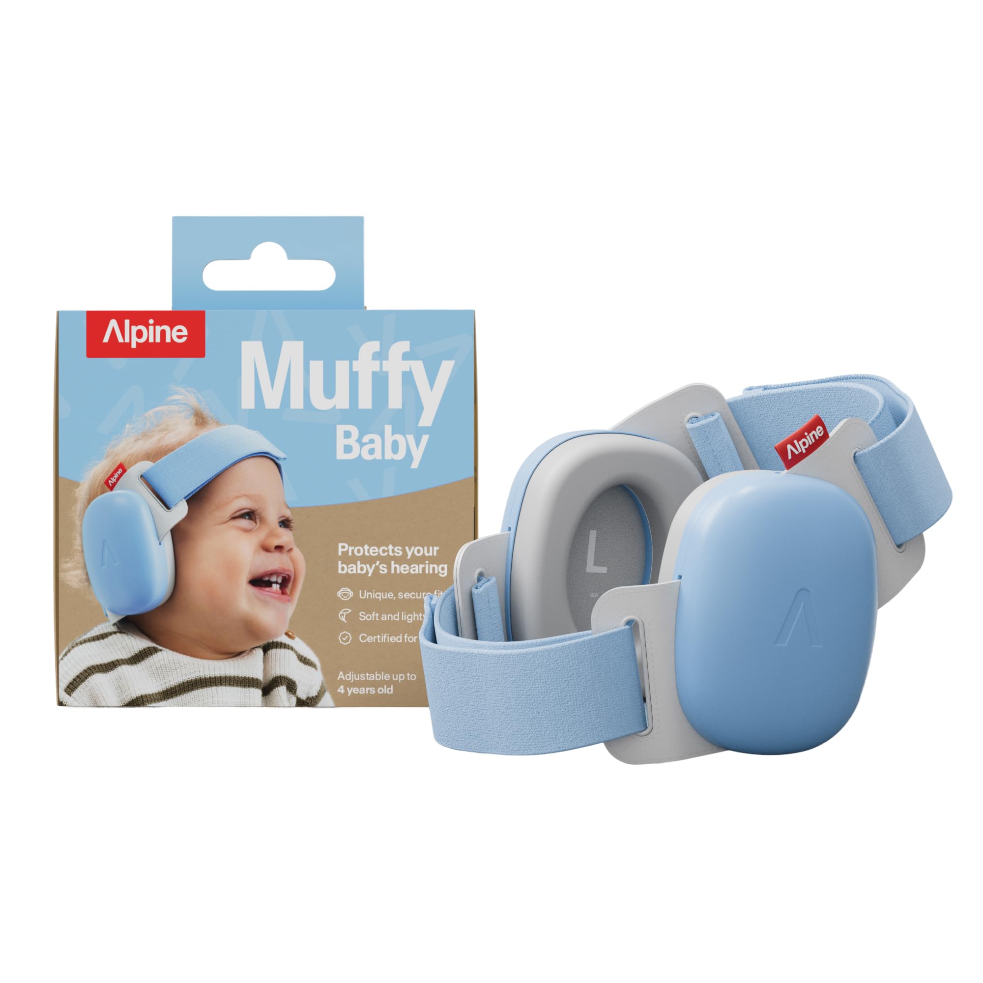 Alpine Muffy Baby Confort – Casque Anti Bruit Bebe, Certifiée CE, Bandeau Unique Pour Un Ajustement Sûr & Confortable, Protection Auditive pour Enfants Jusqu'à 4 Ans, Réduction Du Son De 24 dB, Bleu