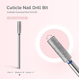 MelodySusie 4mm Barrel Shape Cuticle Clean Nail Drill Bit 3/32\'\', Professional Safety Carbide Diamond Under Nail Cleaner for Cuticle Dead Skin Nail Prepare, Beginners Bits, Series Bit-S, Medium