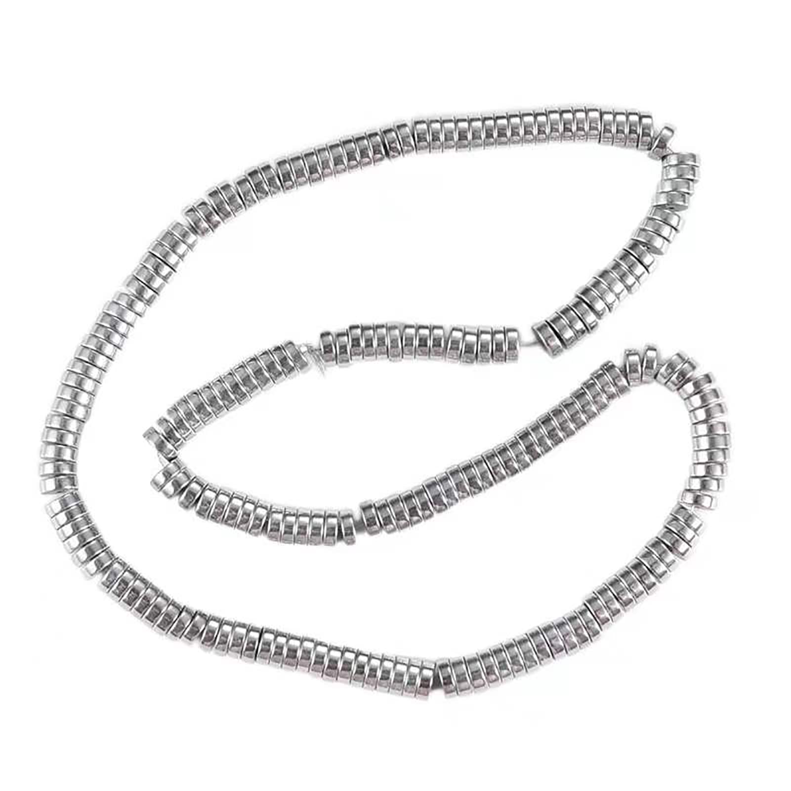 360pcs 6mm Flat Round Metal Heishi Beads Black Non-Magnetic Synthetic Hematite Spacer Beads Rondelle Disc Slice Loose Bead for DIY Jewelry Making