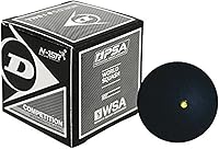 Dunlop Competition Yellow Dot Squash Ball - Single Ball for Club Play with 10% Longer Hang Time