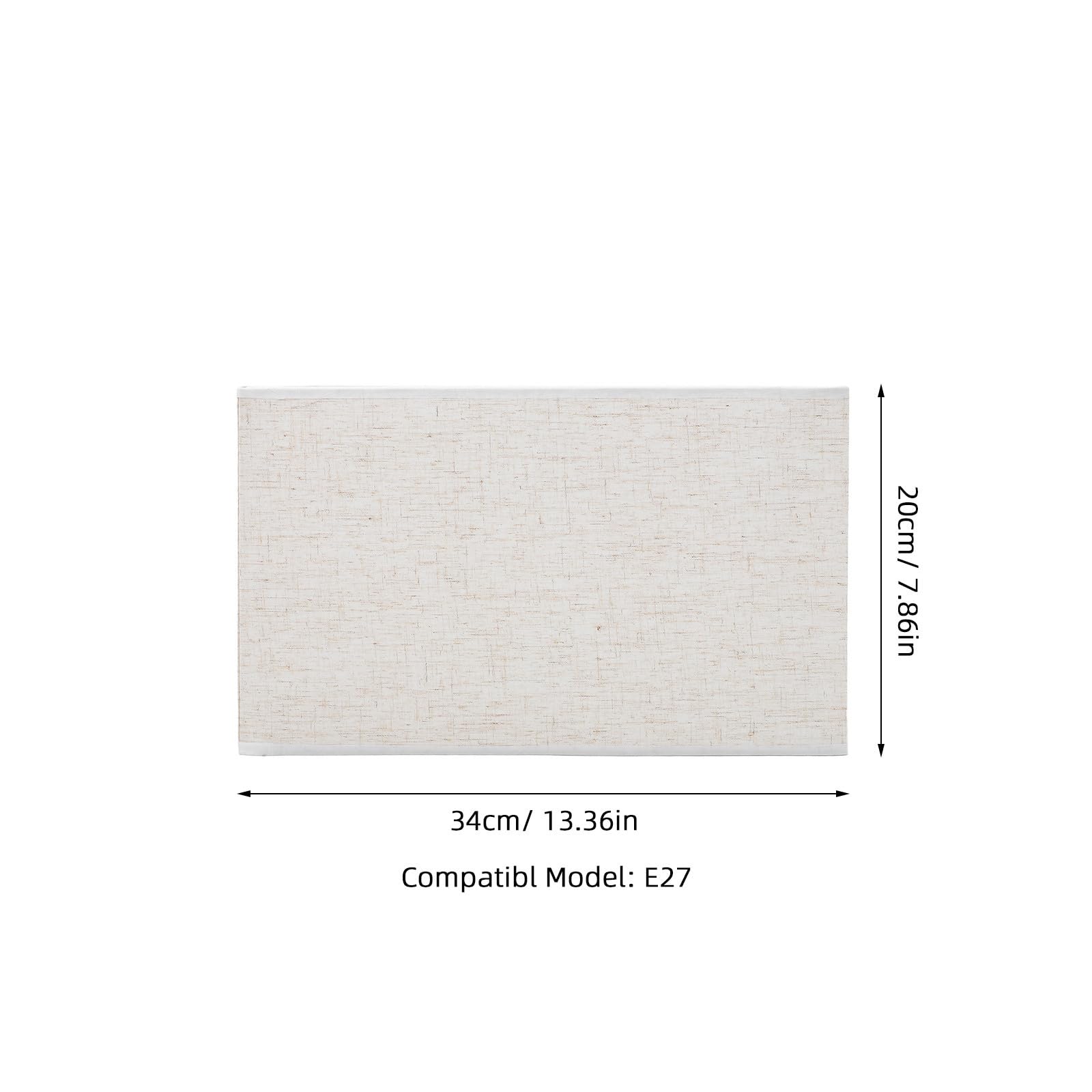 Paralume Rettangolare in Stoffa per Lampada da Tavolo E27 Beige | Installazione Semplice, Effetto Decorativo, per Camera da Letto e Studio
