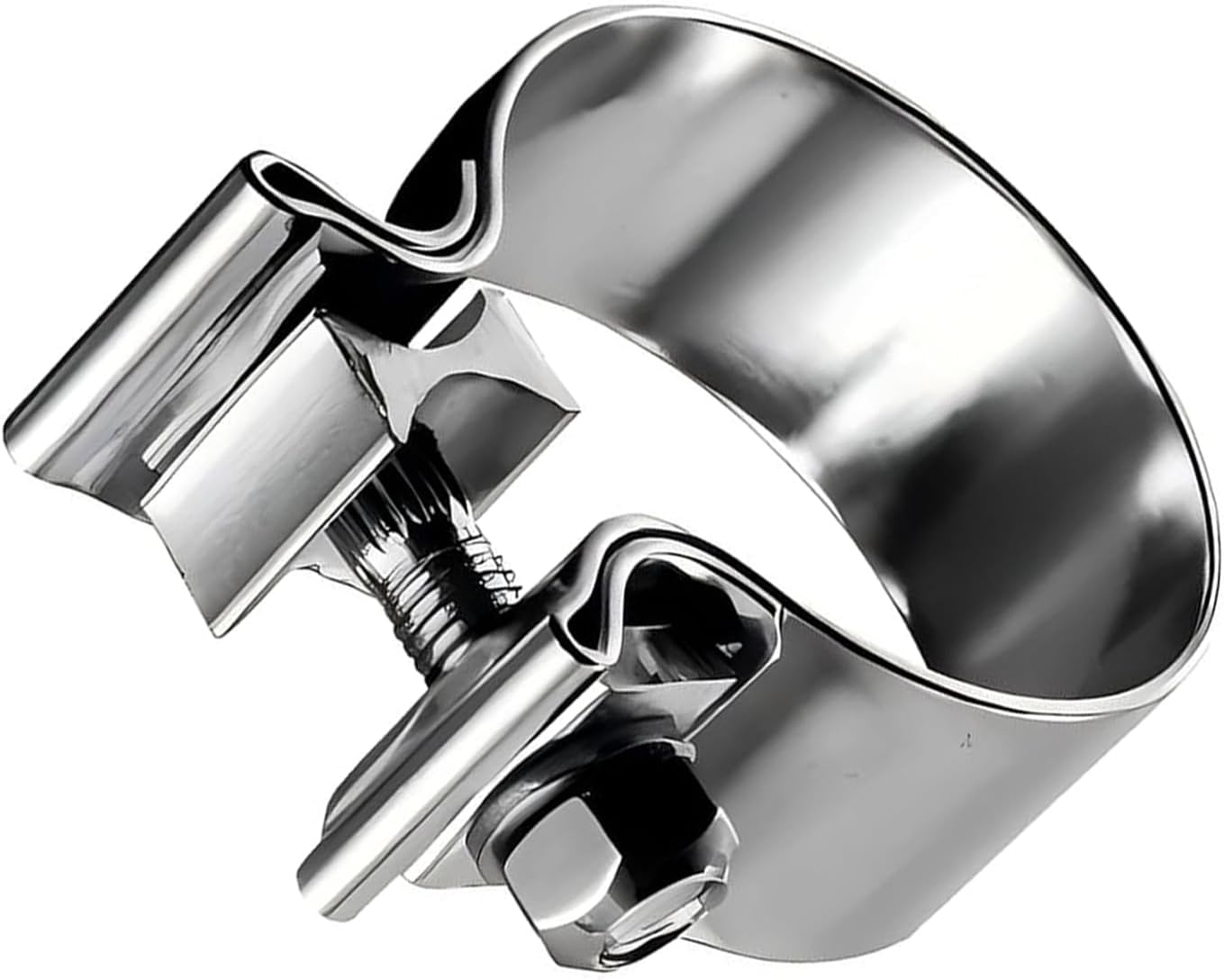 3 Inch Car Exhaust Clamp, Narrow Band Muffler Exhaust Pipe Clamp, Stainless Steel O-Type Exhaust Fastener Repair Connector, Universal Automotive Pipe Modification Parts (Silver)