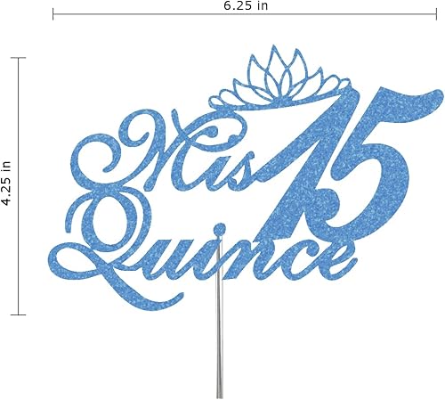 Miniatura 2 de Mis 15 - Decoración para pastel de quinceañera con purpurina para quinceañera, ideas de decoración de fiesta de cumpleaños, decoración de calidad