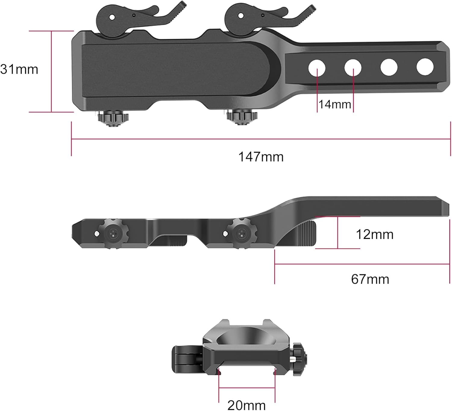 oneleaf.ai Quick Detach Cantilever Mount for MT1000LRF/Commander NV500/ NV500 Eagle- LQD