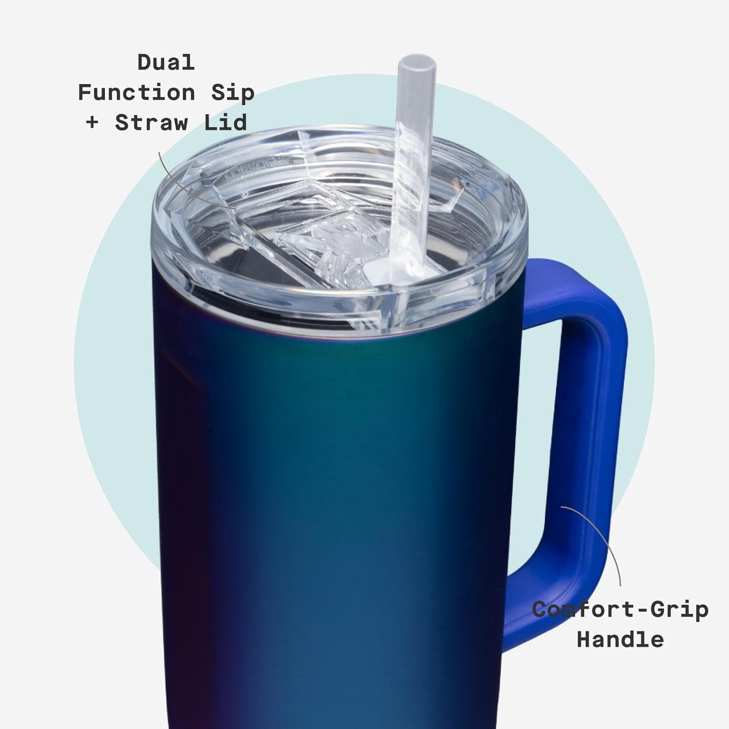 Corkcicle Cruiser Insulated Tumbler - Keeps Drinks Cold 20 Hours - Triple-Insulated Stainless Steel - Spill-Proof Lid - Summer Drinkware Gift - Keeps Drinks Ice Cold - 40 oz - Dragonfly - Image 5