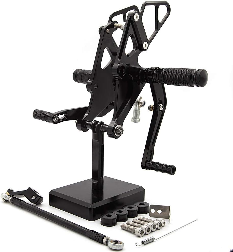 CNC MT07 13-20 Motorcycle Adjustable Rearsets Foot Pegs Rear Set Footpeg Brake Shift Pedal Compatible with MT-07 MT07 FZ-07 FZ07 2013 2014 2015 2016 2017 2018 2019 2020/ XSR700 2015-2018 Black