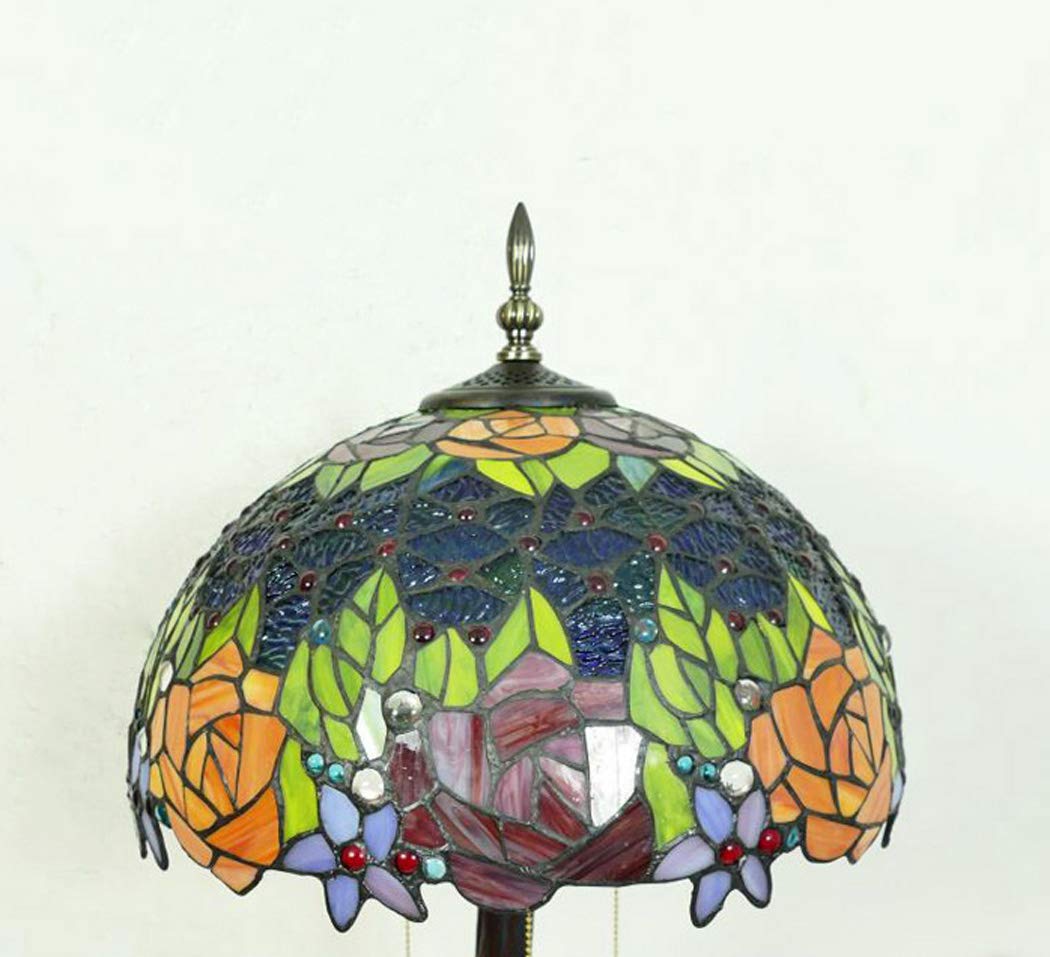 lampki nocne, 16-calowa różana witrażowa lampa antyczna do dekoracji nocnej
