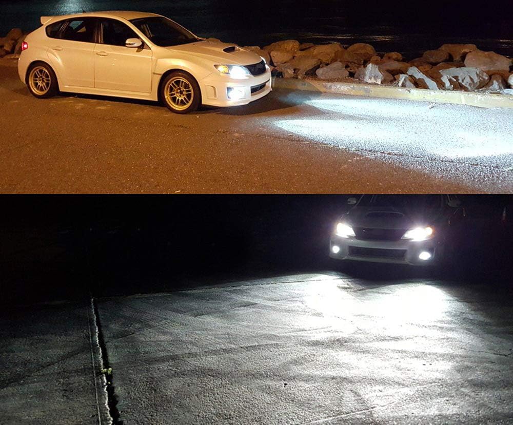 iJDMTOY Xenon White LED Daytime Running Light Fog Lamps Compatible with 08-10 Subaru WRX STi & 09-13 Forester, (6) XP-G LEDs Lights as Halo Ring DRL & (1) 10W XB-D LEDs Light as Fog Light