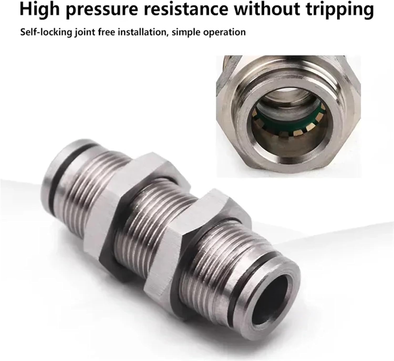 304 Stainless Steel Pneumatic Hose Coupling PM 4/6/8/10/12mm Air Tube Connector 1/8 1/4 3/8 1/2 BSP Quick Release Pipe Fittings (Color : PM-8, Size : 10 pcs)