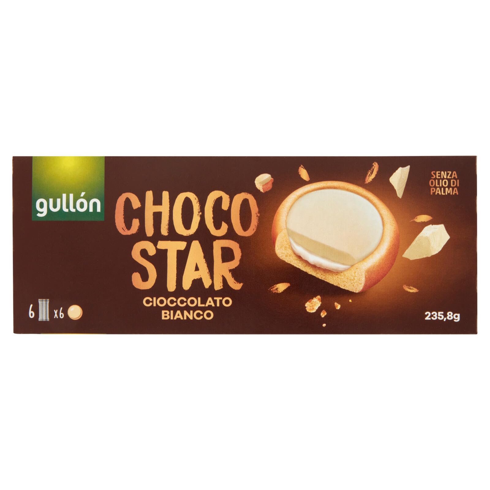 Gullon Choco Star - Galletas rellenas de crema y cubiertas de chocolate blanco, 16 unidades de 235,8 gr+ Polpa italiana gourmet 400 g