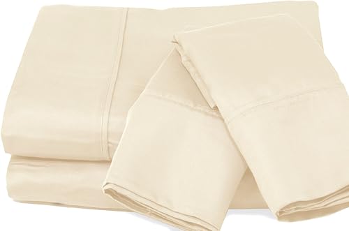 Juego de sábanas 1000IVQ 1000 CVC, marfil, tamaño Queen