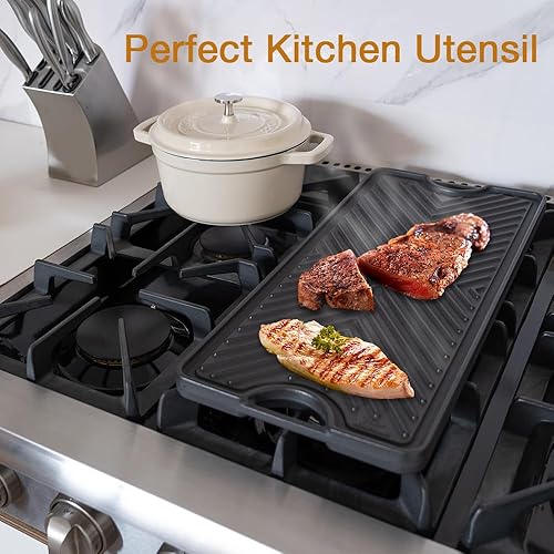 Miniatura 5 de Thor Kitchen Plancha reversible de hierro fundido parrilla de doble horno 2165 x 95 pulgadas negro RG1022