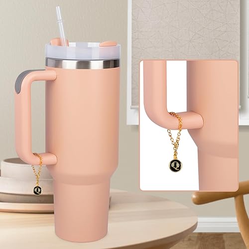 Miniatura 4 de 2 dijes de letra Q para Stanley, simples y modernos, placa de identificación, mango de letra inicial, dije personalizado para vaso Stanley, mango de