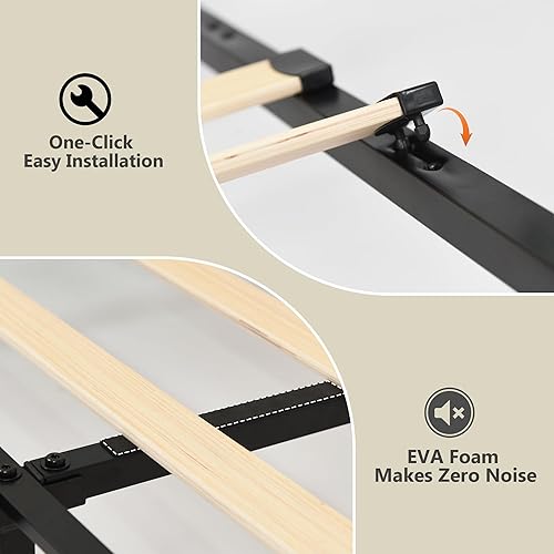 Miniatura 8 de Ucloveria Base de cama tamaño Queen con 4 cajones de almacenamiento, base de cama de plataforma con carga rápida, cabecera capitonada con botones