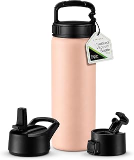 SipX™ 25 oz Insulated Water Bottle with 3 Lids – Leakproof Stainless Steel, Triple Insulated – Cold 24 Hours/Hot 12 Hours – Durable Bottle for School, Gym, Travel – Pink
