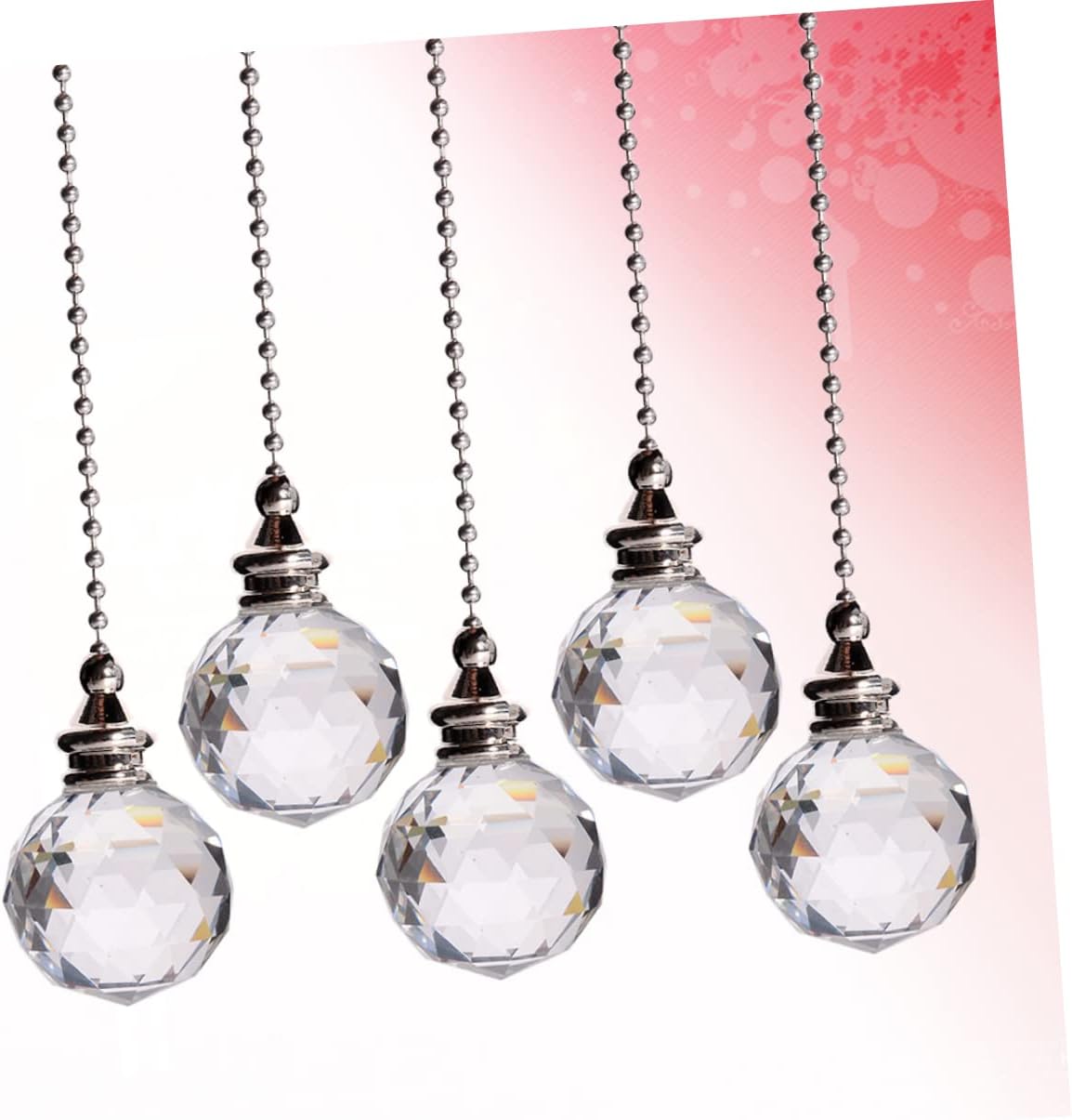 UPKOCH 5pcs Crystal Ball Pendant Fan Lamp Pull Chain Crystal Pull Chain for Ceiling Fan Decorative Hanging Ornaments for Home