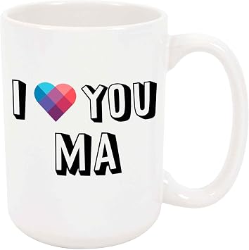 I Love You Ma Coffee Mug - Personalized Ceramic Cup with Name, Custom Mug, Customized Birthday/Christmas Gift, Holiday Present, 11 Oz