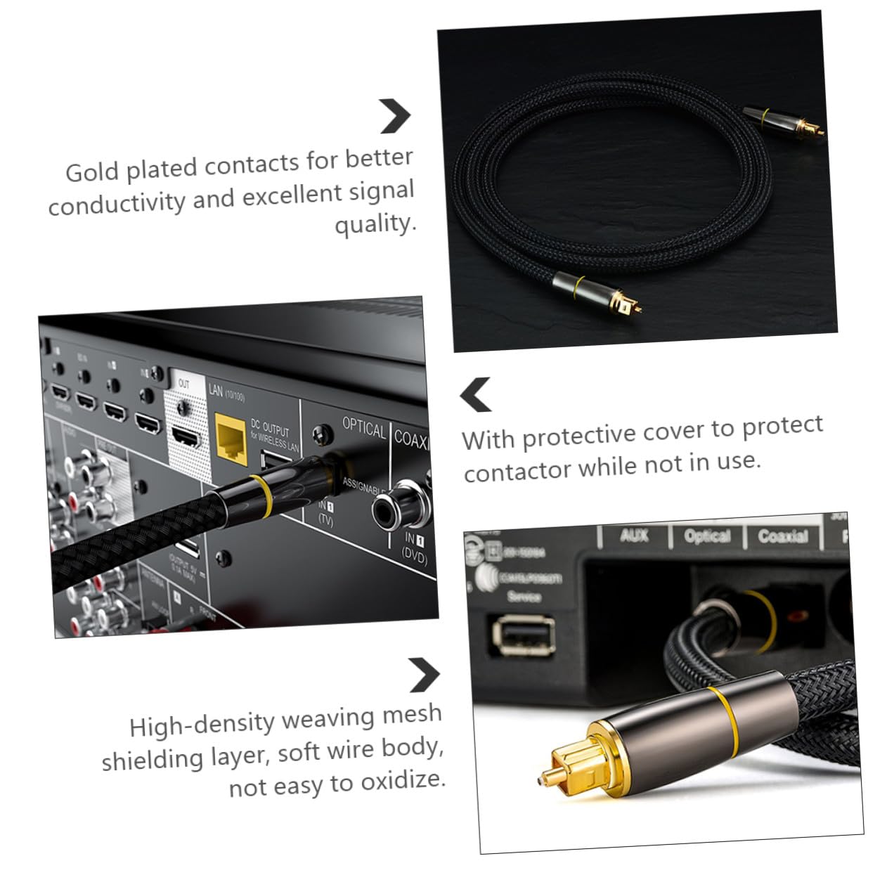 Câble Audio Optique Numérique 20m en Fibre Noire pour Console et Tv