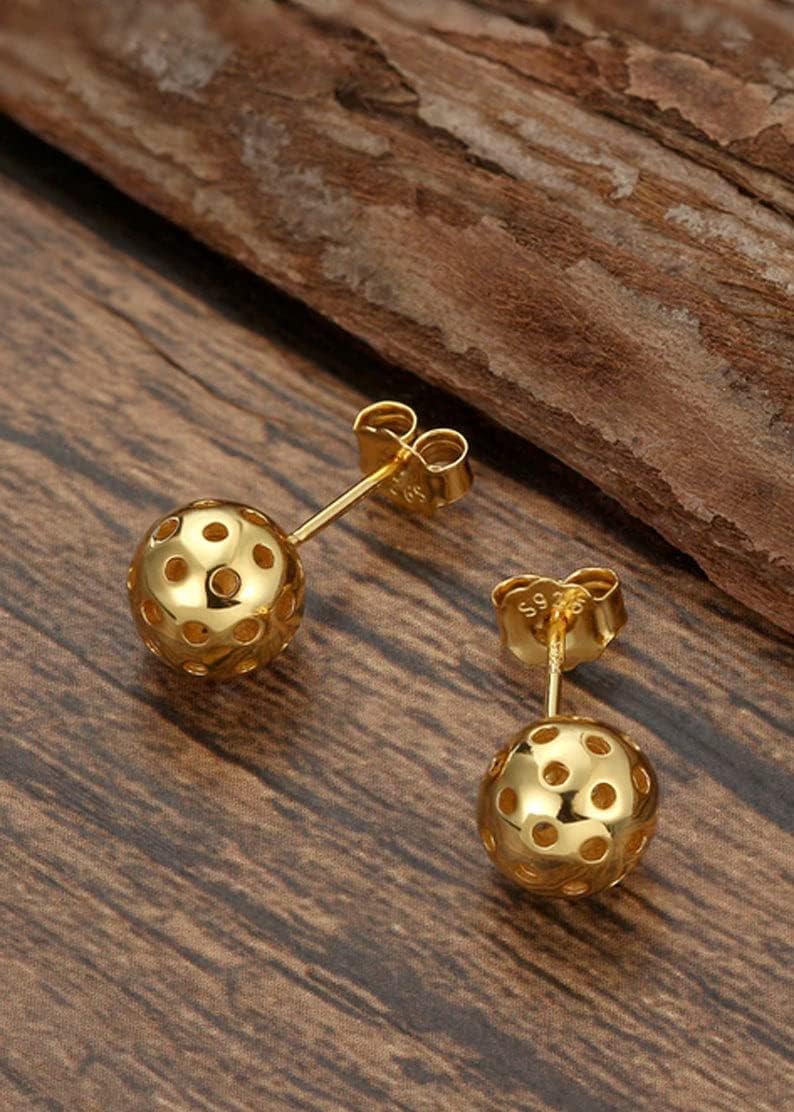 18K Gold Plated Pickleball Stud Earrings Best Gift for Her