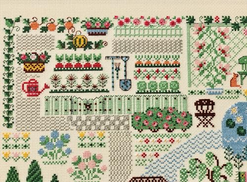Image of RIOLIS - My Garden 2047, Cross Stitch Kits 13 inch x 13 inch, Cross Stitch Kits for Beginners & Advanced, Crossstitching Kit Adult, Embroidery Counted Stitching Kit