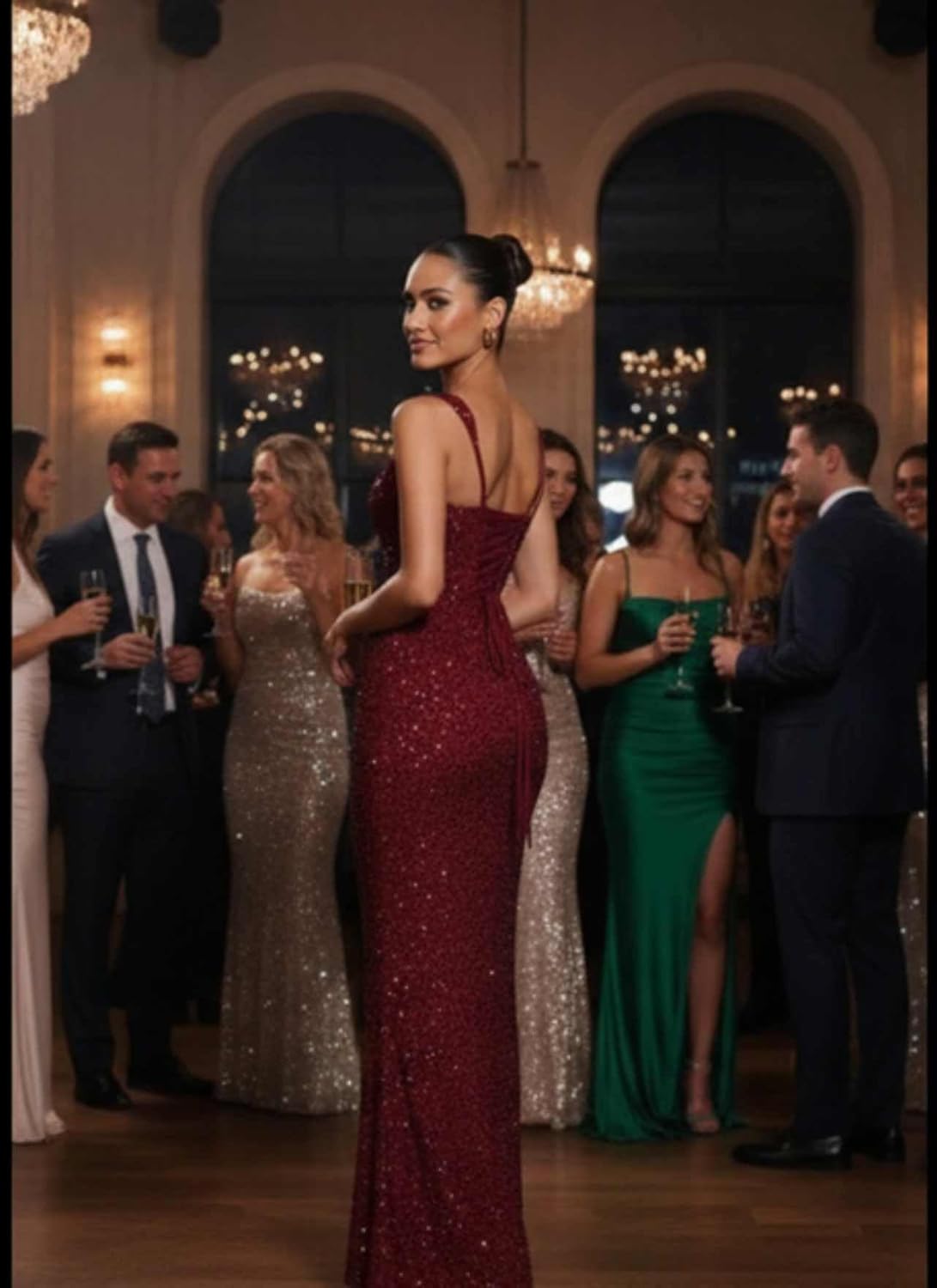 Sparkly Sequin Prom Dresses for Women 2026 Long Mermaid Formal Dress Evening Gowns with Slit