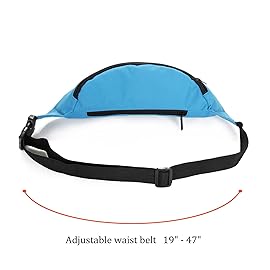 DAITET Fanny Pack for Men, Women, Kids - Adjustable Belt, Slim Soft Travel Bag, Running Bag - Nylon Blue