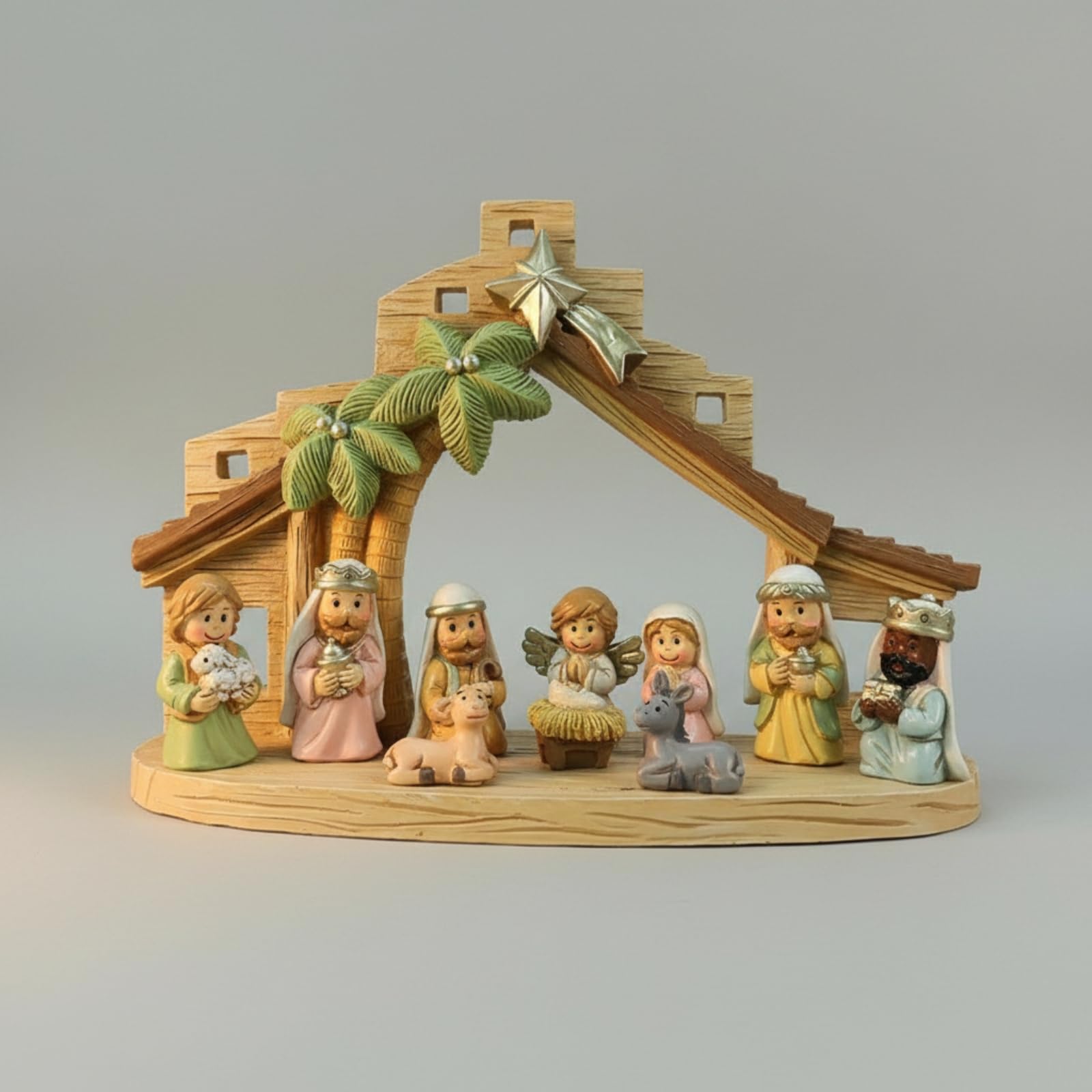rockible 11 Pièces Crèche avec Étable Décorative | Peinte à la Main, Rustique, Décoration, Collectionneurs