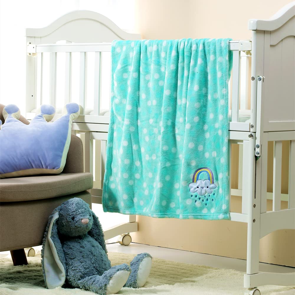 CREVENT 30"X40" Lightweight Fuzzy Fluffy Warm Plush Baby Blanket for Infant Toddler Newborn Unisex Crib Cot Stroller - Green Rainbow Unisex : Baby