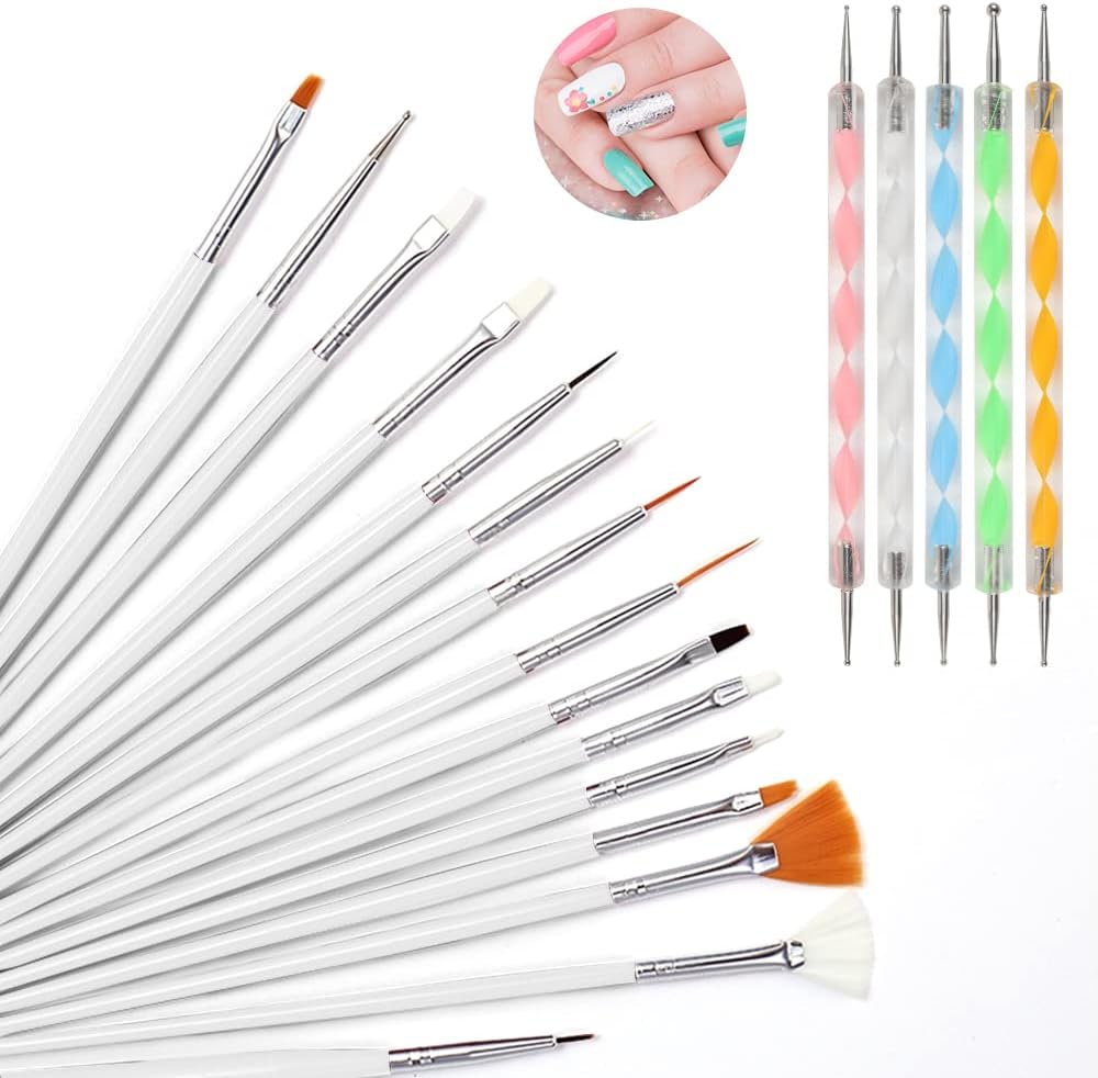 10 Pieces Pinceau Nail Art Ongles Gel Professionnel - LEA-SHALL Pinceaux Fin Liner/Plat/Rond