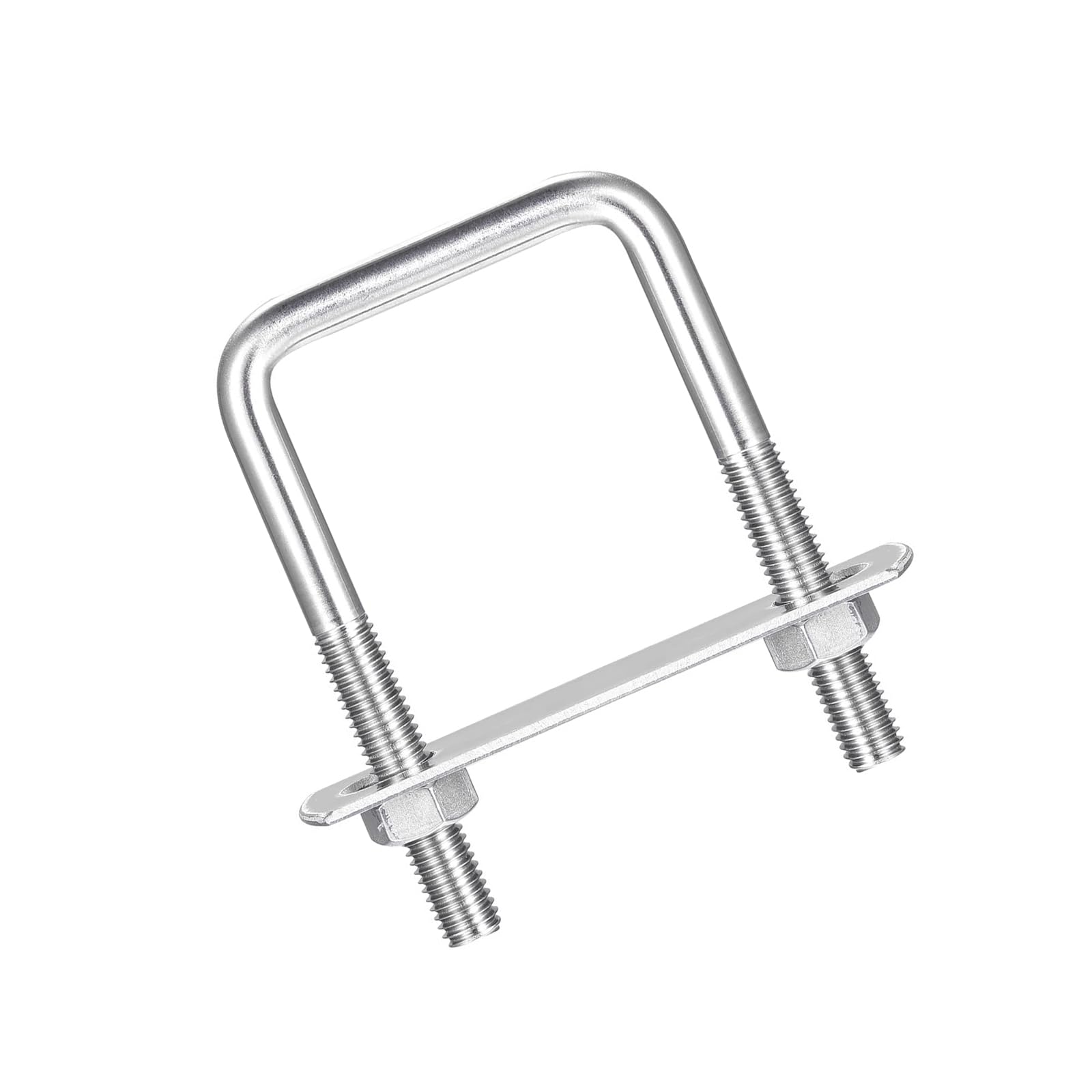MACHSWON Square U-Bolt,1 Set 304 Stainless Steel M8 U Bolts 45mm(1.85") Inner Width 80mm Length with Nuts and Frame Plate for Automobiles Boat Trailer