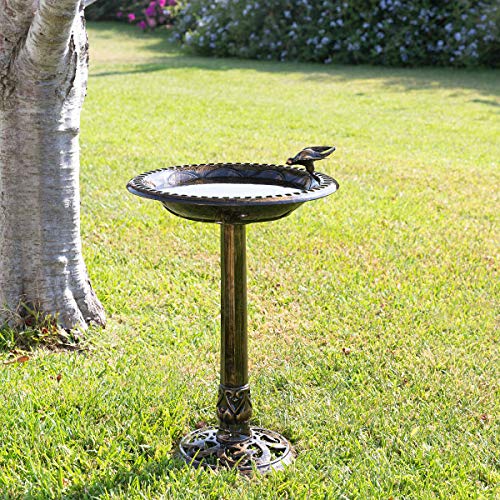 Alpine Corporation Tec294Bz Birdbath Bronze W/Bird Decoration, 26 Inch Tall #TOP1