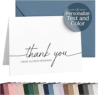 Personalized Stationery for Women Wedding Thank You Cards with Envelopes, Custom Notecards Name, Elegant Script Personalized Note Cards For Women, Men, Guests Newlywed Custom Card Gift - Timeless Fold