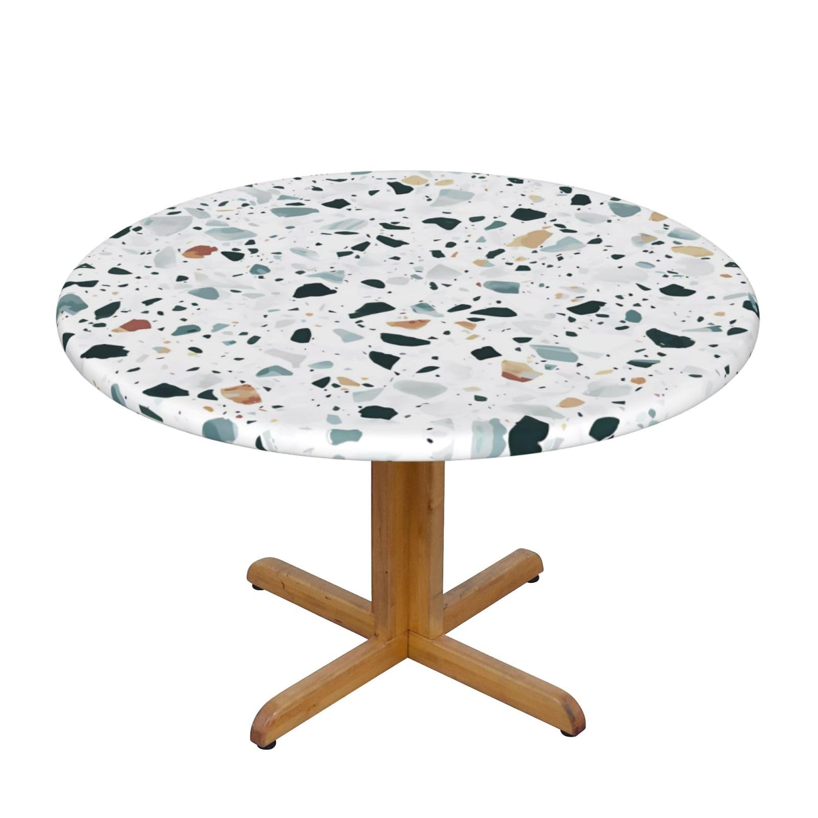 Housse de table ronde marbre pastel pour vos repas conviviaux en terrasse