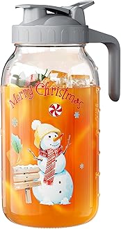 64 oz Christmas Glass Pitcher with Lid, Christmas Decorations for Home, 2025 New Year Gift