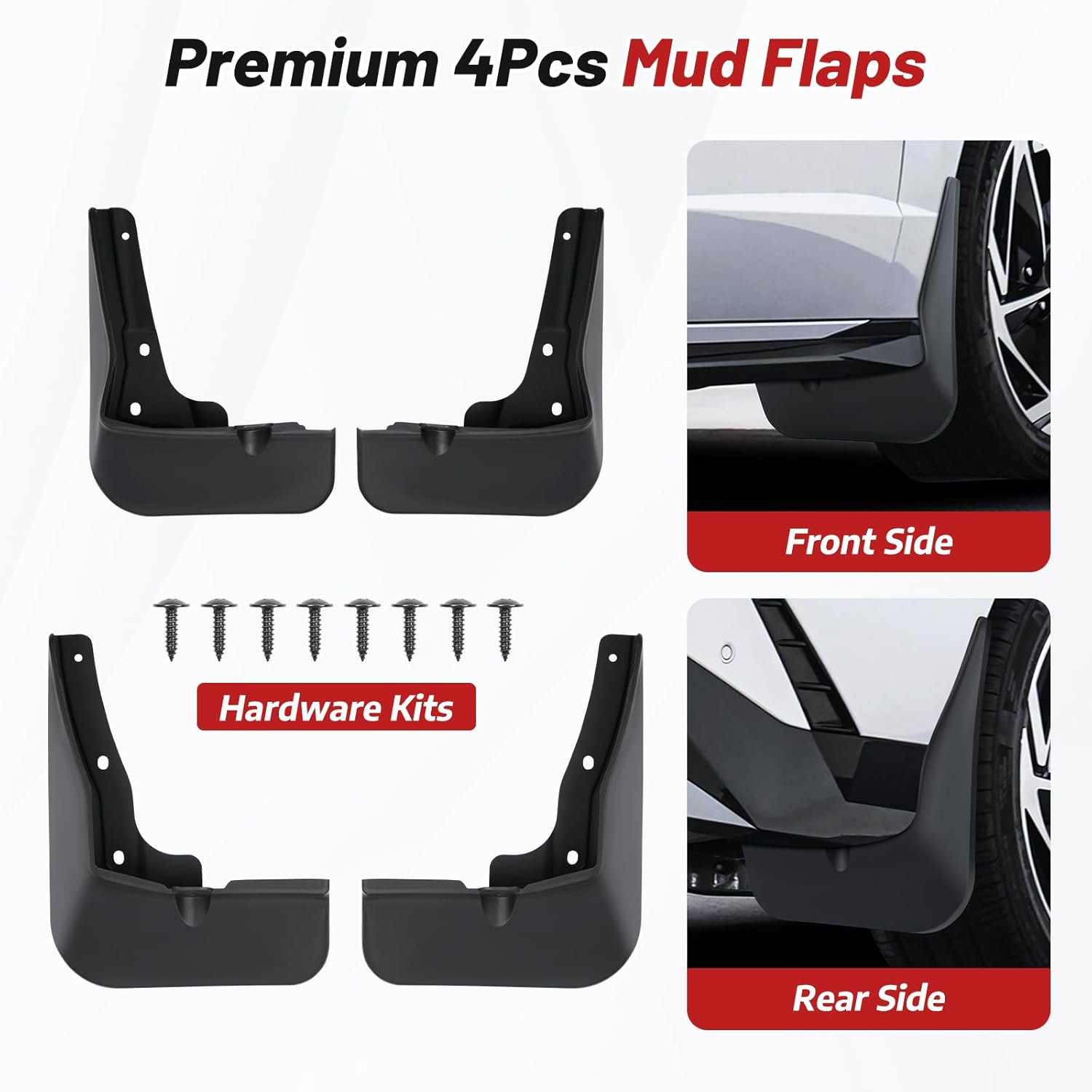 Sunsdrew Mud Flaps for 2024 2025 2026 Hyundai Sonata SEL Mudguards Accessories,All Weather Guard Sonata Splash Guards,No-Drill Front&Rear 4PCS Sonata MudFlaps Set with Hardware(Not for N-Line)