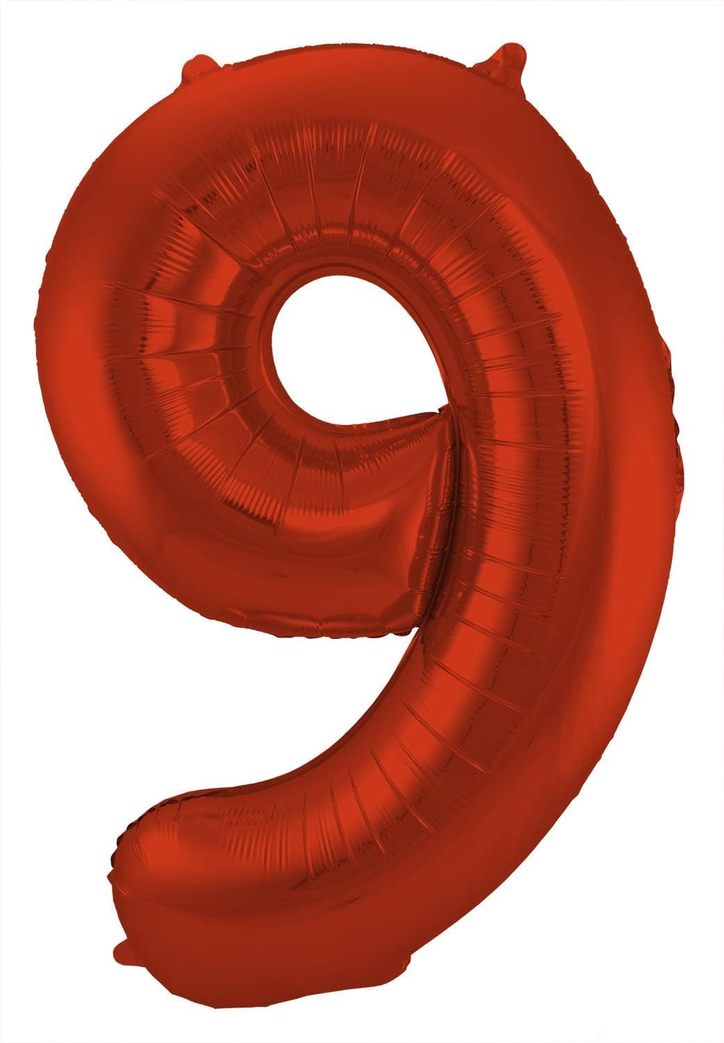 Folat - Foil Balloon Number 9 Red Metallic Matt - 86 cm
