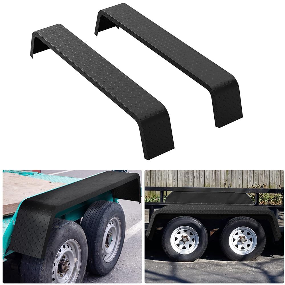 Garvee Garde-boues Tandem Robustes en Acier 14 Gauge pour remorque Double essieu – Plaque Diamant 72-7/8"x10-1/4 x13 – Résistants à la Rouille – Compatibles pneus 13-15" – Utilitaire, Porte-Voiture,