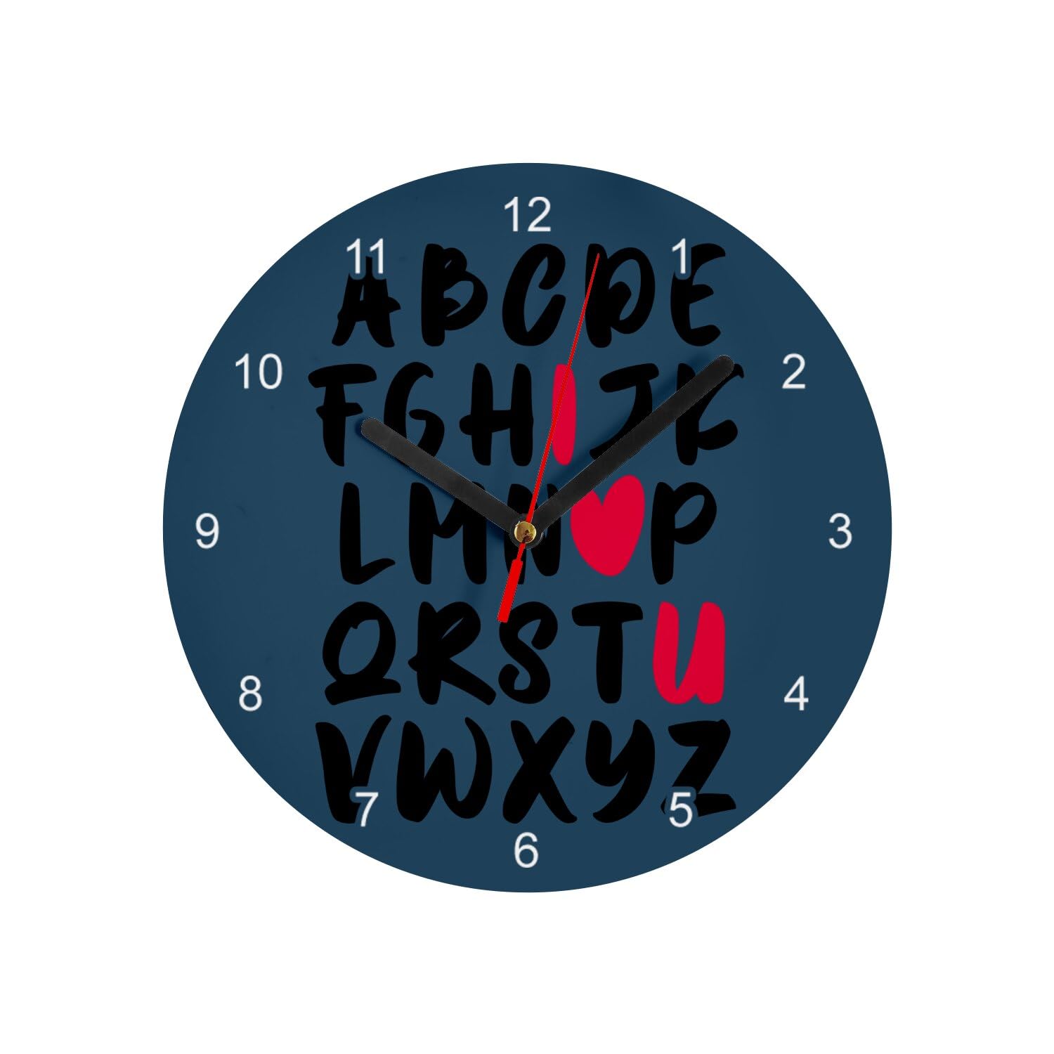 Horloge murale en verre mignon amour pour chambre bleue