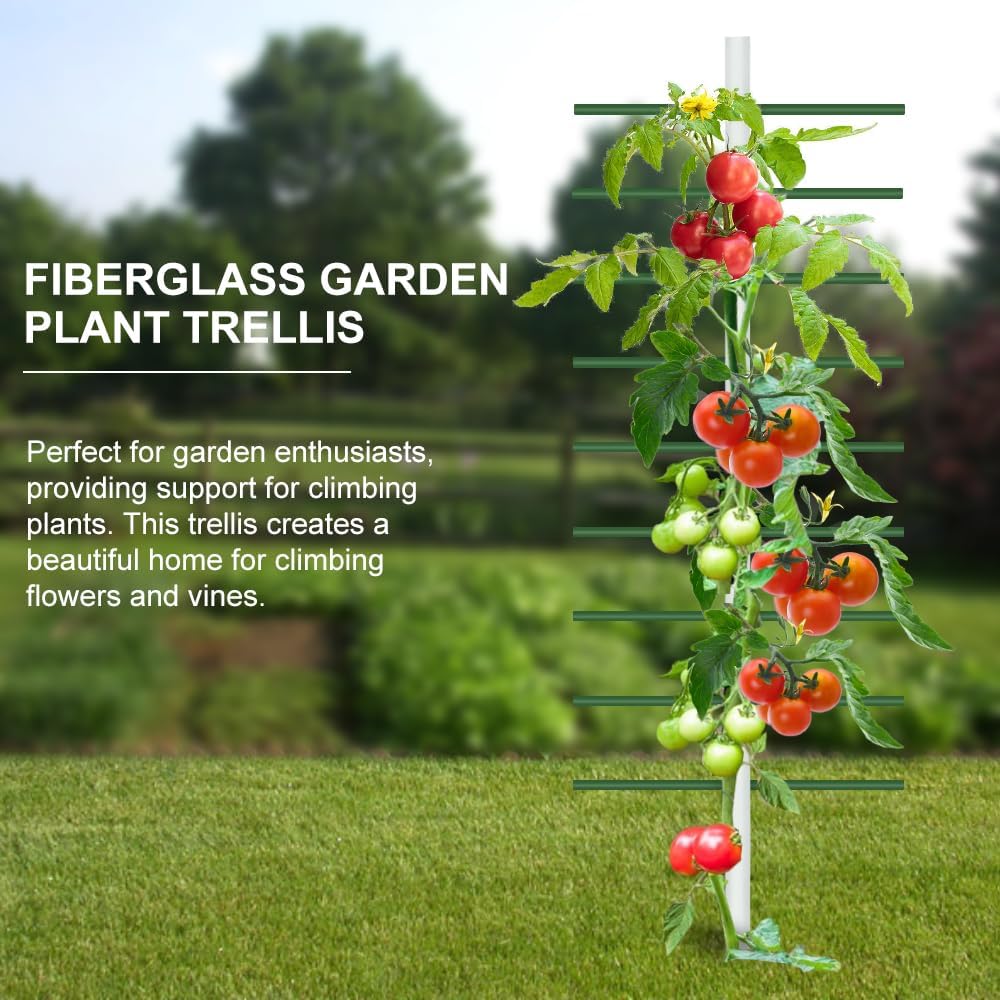 Agfabric 6ft Garden Trellis for Climbing Plants Outdoor, U Tower Trellis with 9 Arms(Each 2ft), Fiberglass Rust-Free Plant Support Trellis for Vegetable Plants, U Cross-Section (6ft*2ft,1pack)
