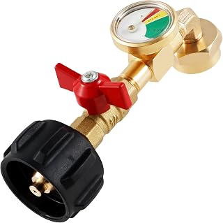 Propane Refill Adapter, Fill 1 Pound Bottles from 20lb Tank, Converter Propane Refill Adapter with Tank Gauge, QCC1 Propane Tank Refill Adapter, 90 Degree Elbow Gas Refill Adapter