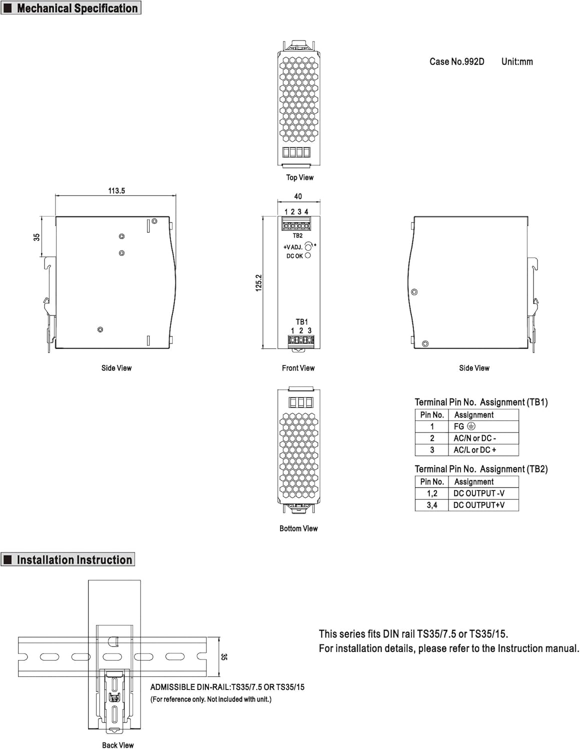 MeanWell NDR-120-24 120 W 24 V 5 A DIN Rail Power Supply DIN-Rail