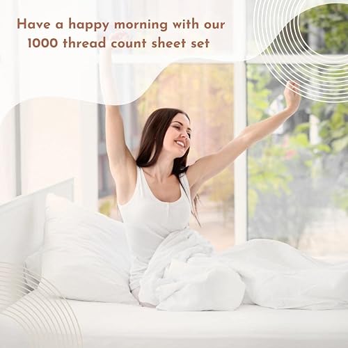 Miniatura 7 de Sábanas de algodón egipcio de 1000 hilos, tamaño individual XL, juego de sábanas de 4 piezas, sábanas 100% algodón de fibra larga para cama tamaño